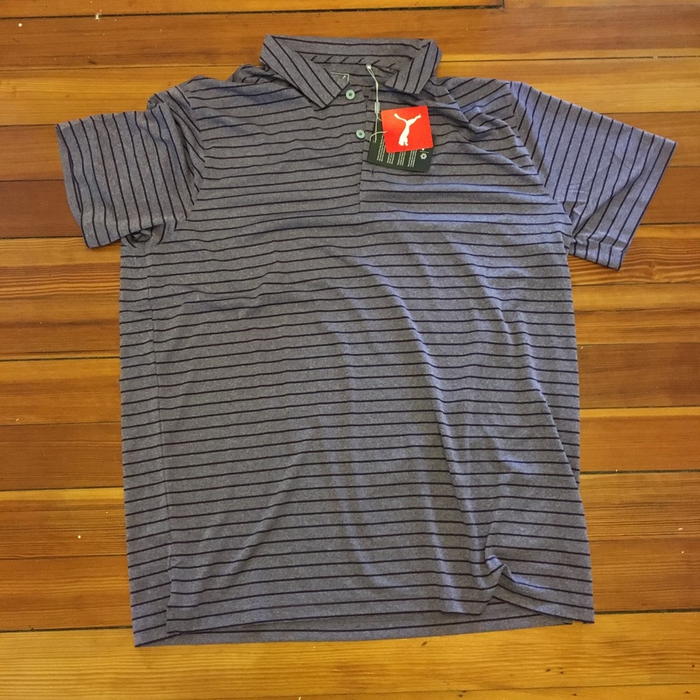 NWT Puma Rotation Stripe Golf Polo Indigo XL